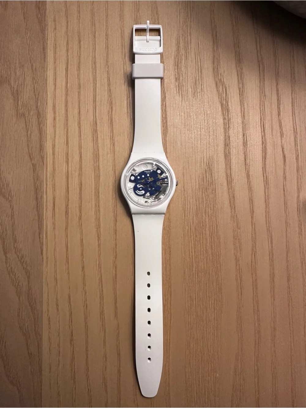 Swatch Time To Blue Small White Watch EUC